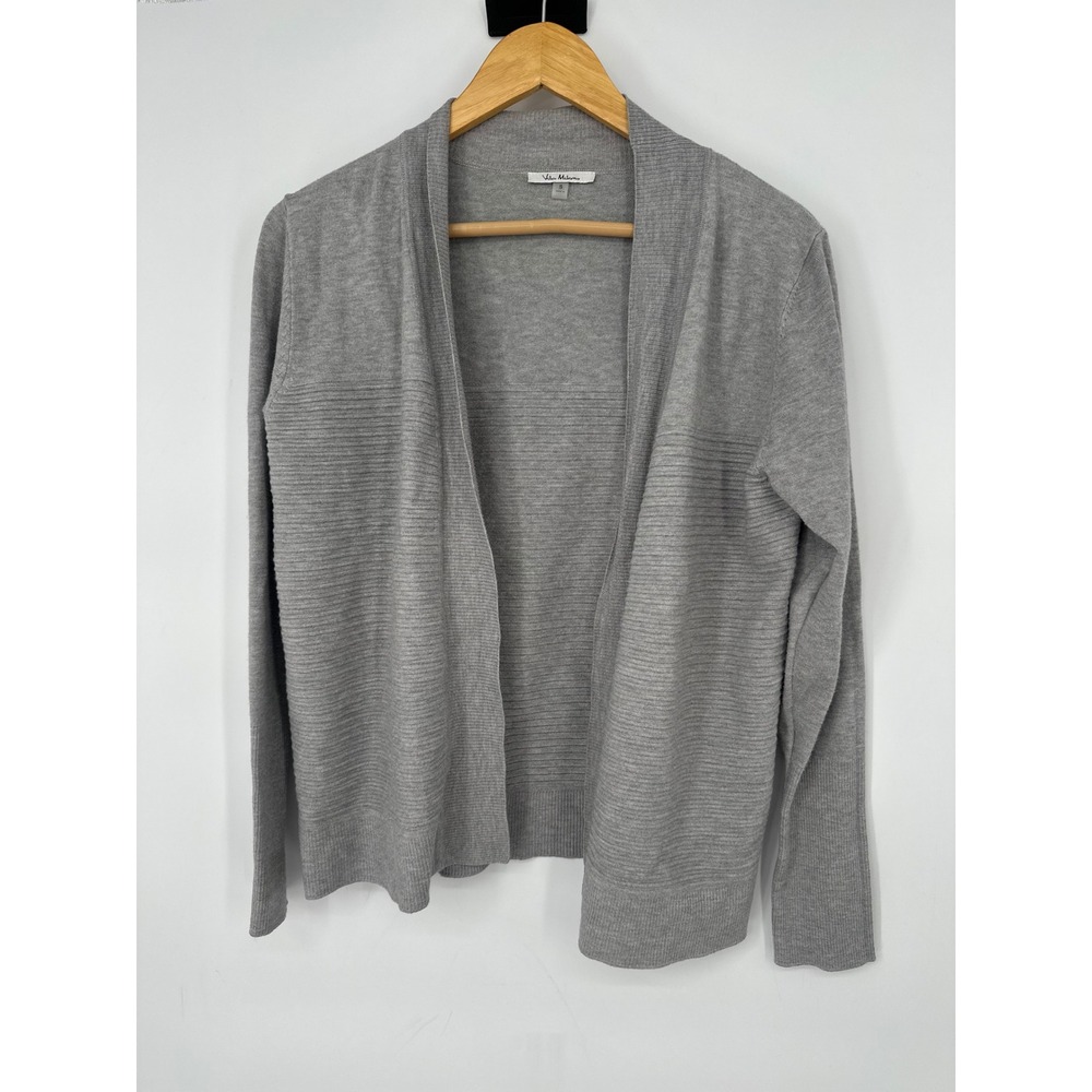 Vila Milano Sweater Cardigan Women S Gray Openโ Front Ribbed Minimalist Office
